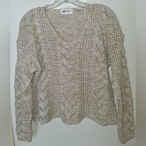 Christina Women's V-Neck Beige Knit Sweater